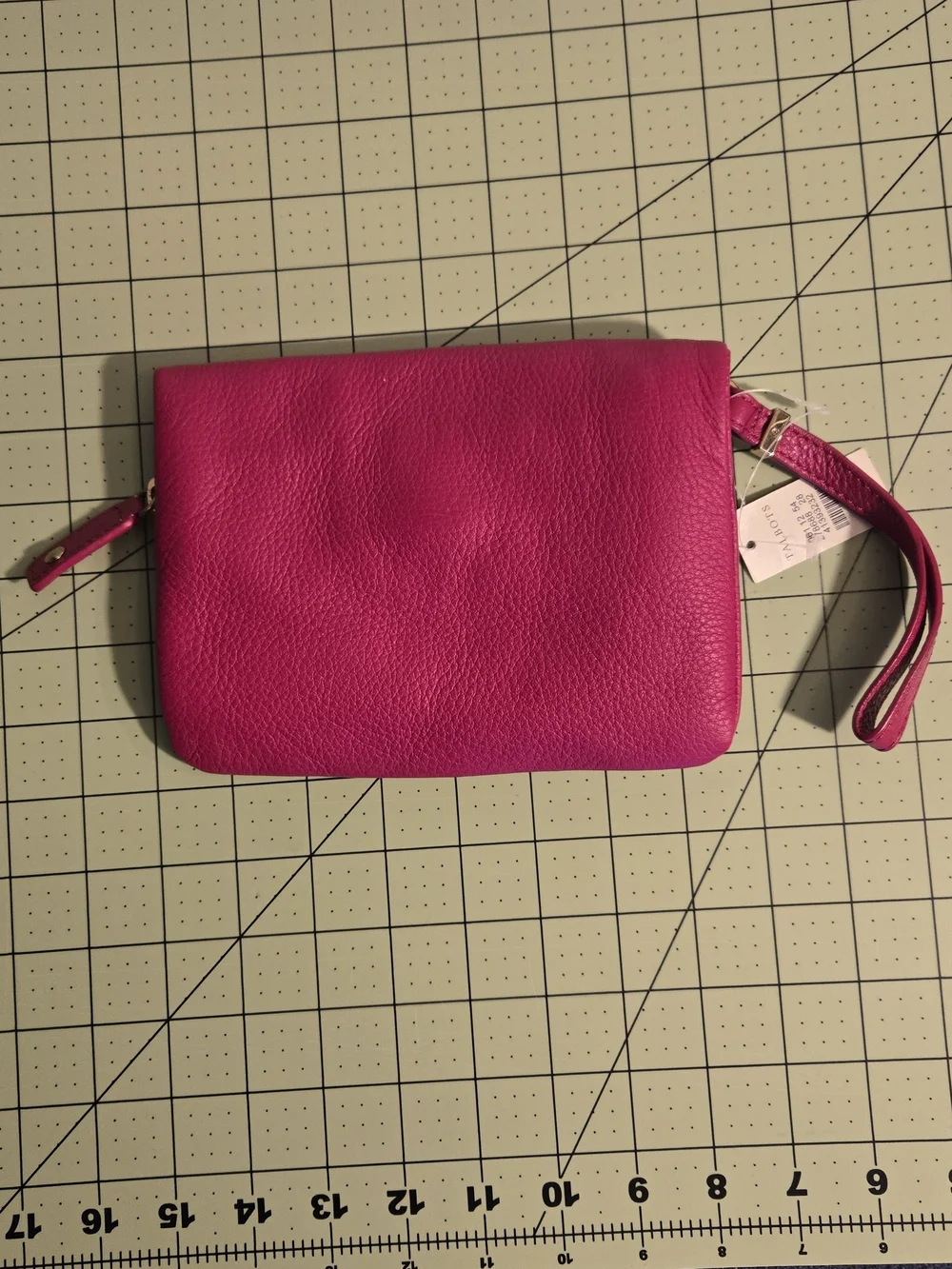 Fuchsia Leather Wristlet Clutch